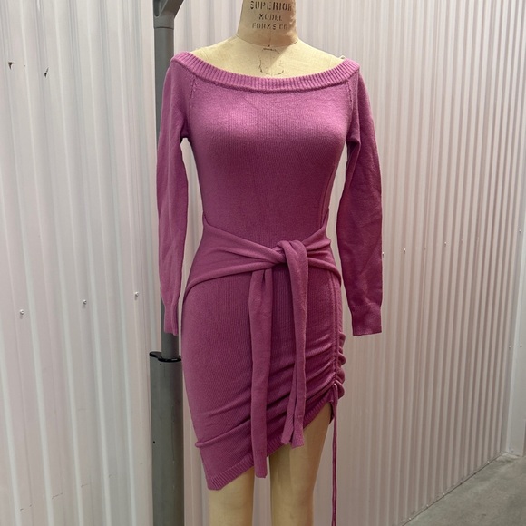 Dresses & Skirts - Off Shoulder Pink Knit Dress
